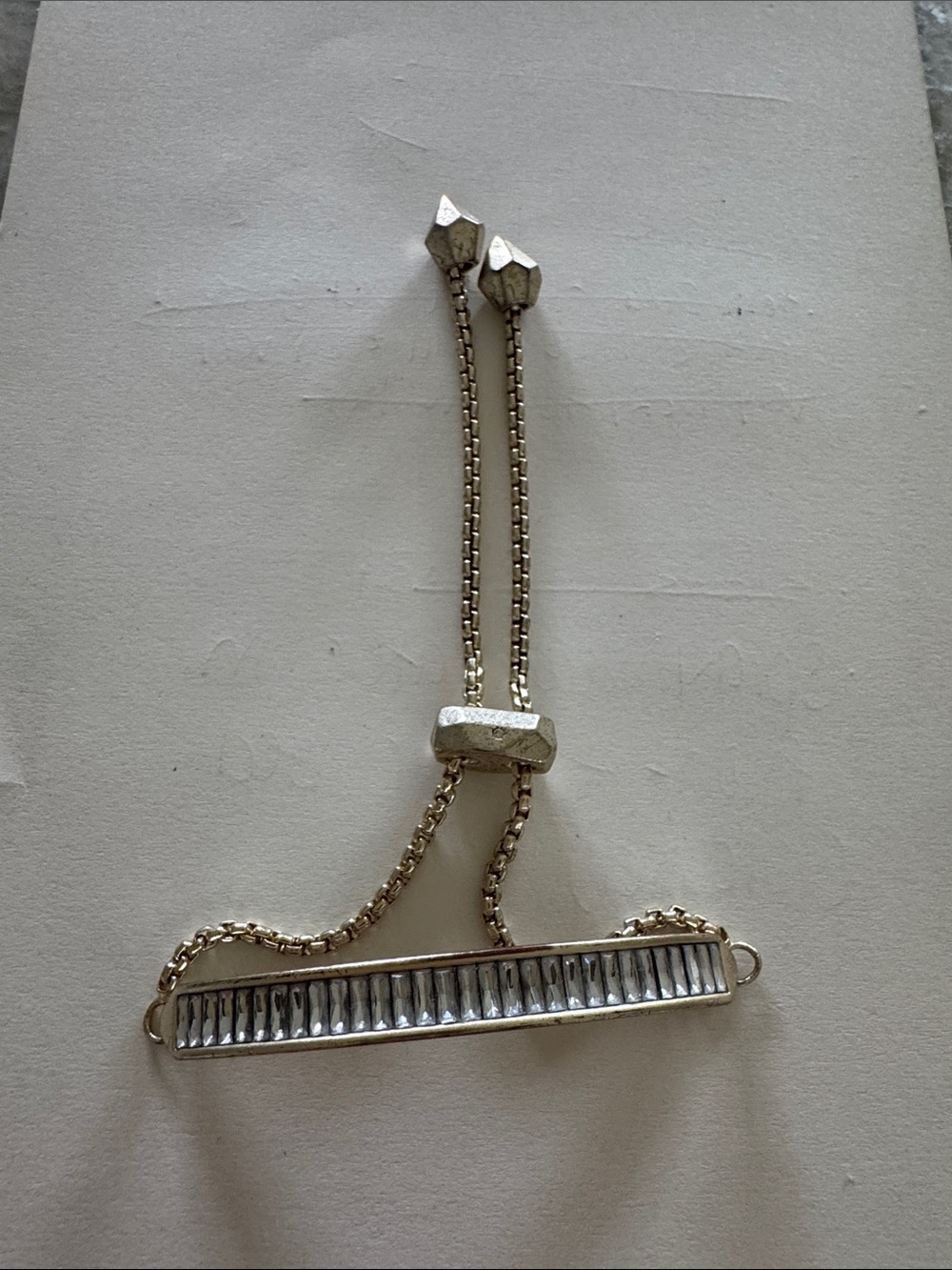 Adjustable gold-Tone Slider Bracelet with Bar Accent
